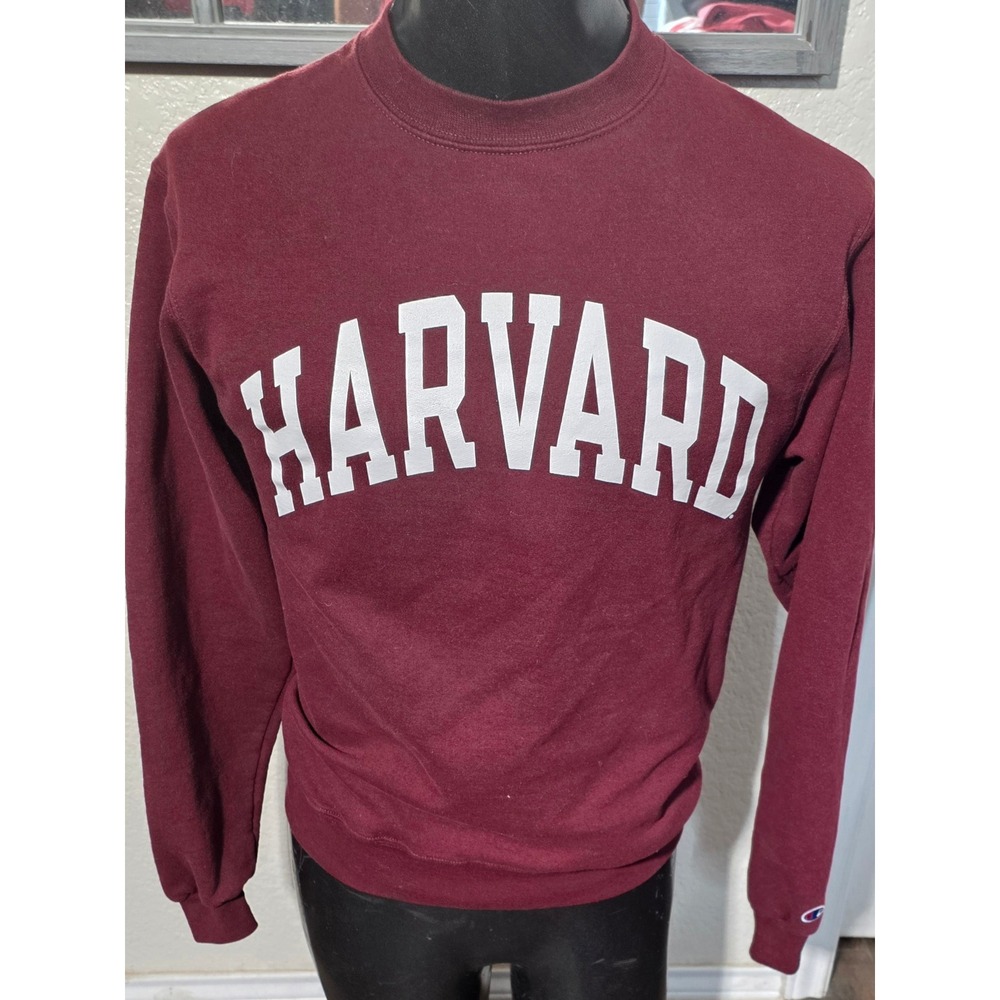 Champion Harvard University Sweatshirt Maroon Burgundy Crewneck Pullover S